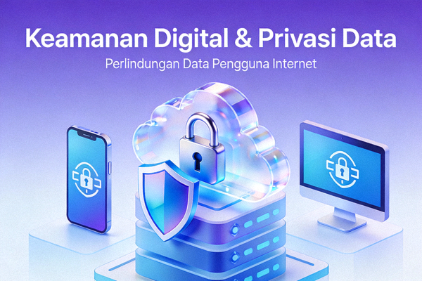 Ilustrasi keamanan digital dan privasi data pengguna internet