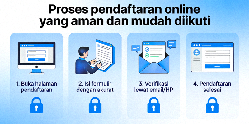 Proses pendaftaran online yang aman dan mudah diikuti